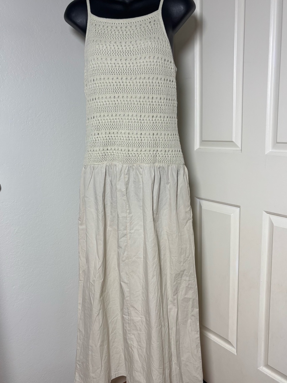 Cream Crochet Bodice Maxi Dress - Women's Summer Dress - Picture 4 of 14